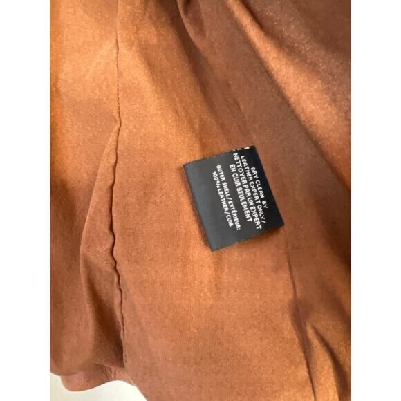 NEW Lamarque Long Sleeve Classic Moto Crafted Leather Jacket Brown Size: Small - Picture 5 of 7